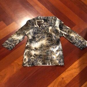 Tribal Women's Top - Brown and Blue Pattern